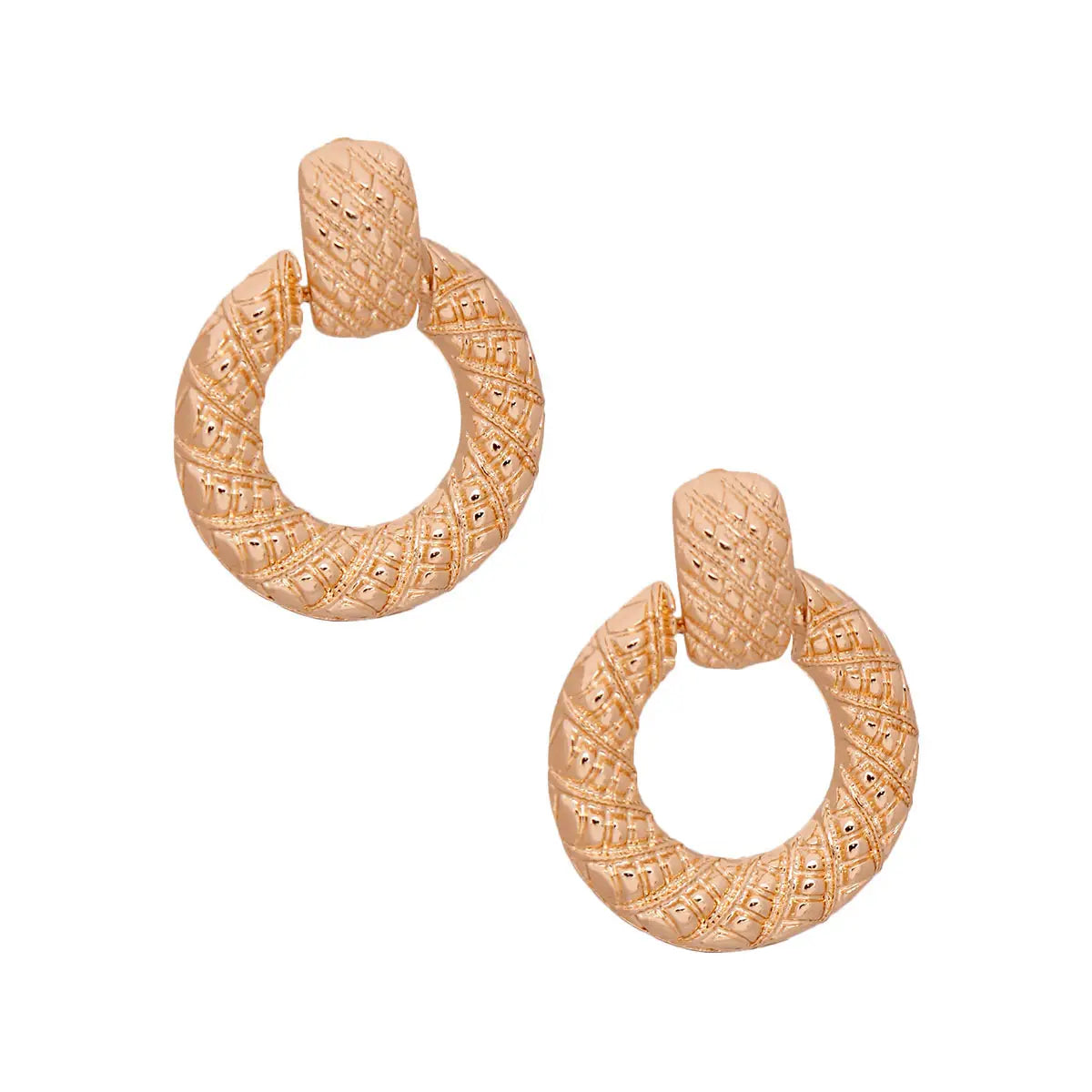 Gold Textured Ring Earrings