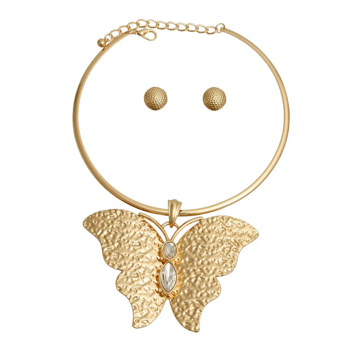 Gold Hammered Metal Butterfly Collar