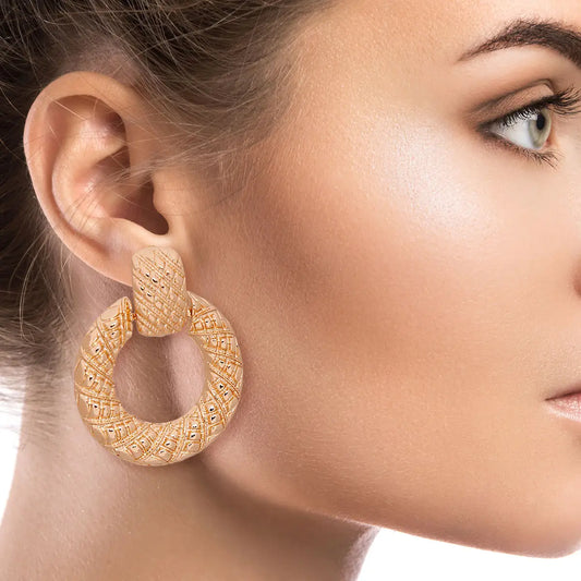 Gold Textured Ring Earrings